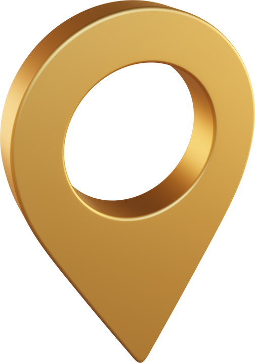 Gold direction sign.